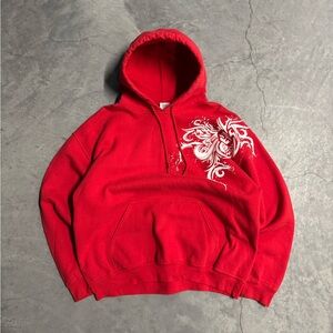 Red Polaris Hoodie with White Graphic
